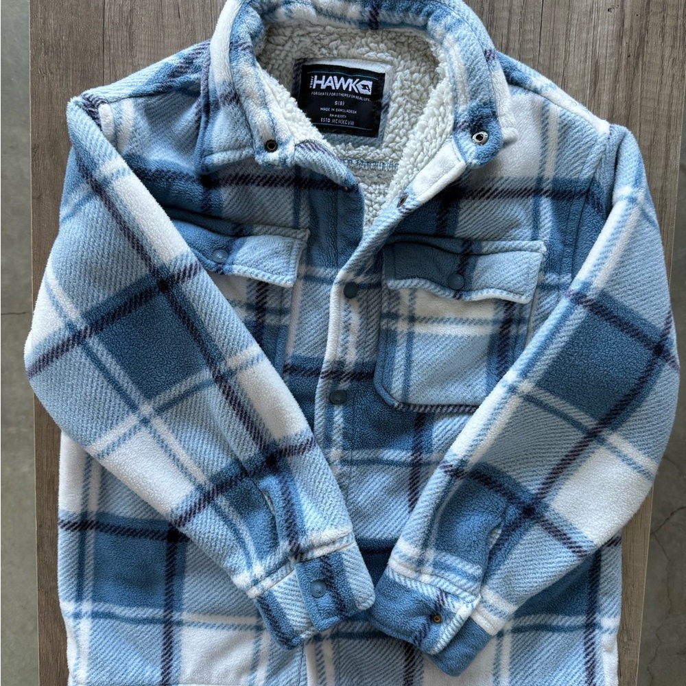 Tony Hawk Kids Blue and White Plaid Button Down Shirt